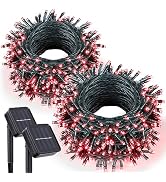 kemooie 2 Pack 240 LED 78.7 FT Solar Red Valentines Day Lights, 8 Twinkle Modes Waterproof Outdoo...