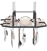 Hexagon Ceiling Pot Rack Hanging, 34" Pan Rack Hanging with 15 Hooks, Hanging Pot Rack Ceiling Mo...