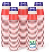 Sowinvent Paper Cups 12 oz 200 Count, Orange Disposable Coffee Hot/Cold Beverage Drinking Cup for...