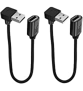 LANMINGLEL Short USB 2.0 Male to Female Cable, 90 Degree USB 2.0 Extension Cable, 480 Mbps Type A...