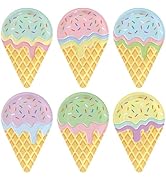 24PCS Ice Cream Shaped Paper Plates, 6 Designs Dessert Party Plates 10.6 x 6.9 Inch, Colorful Spr...