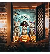 BlissYard Halloween Pirate Cats Window Cover 31x47 Inch Polyester Decor | Polyester, Pirate Cats ...