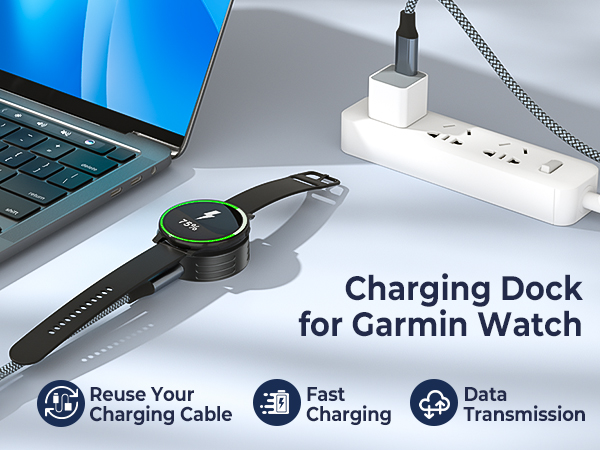 Charging Dock for Garmin Watch;Reuse Your Charging Cable Fast Charging Data Transmission