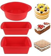 LGQUK Silicone Baking Pans Sets - Nonstick Silicone Bakeware Set with Bread Loaf Pan, Square/Roun...