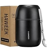 HAWEEK Insulated Food Container 17 oz Soup Thermo for Hot Food Kids Adults, Stainless Steel Vacuu...