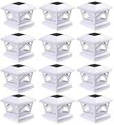 AEFRELEOHT Solar Post Cap Lights, Warm White & Fixed RGB Color, 9 Colors to Choose, 20 Lumens lP6...