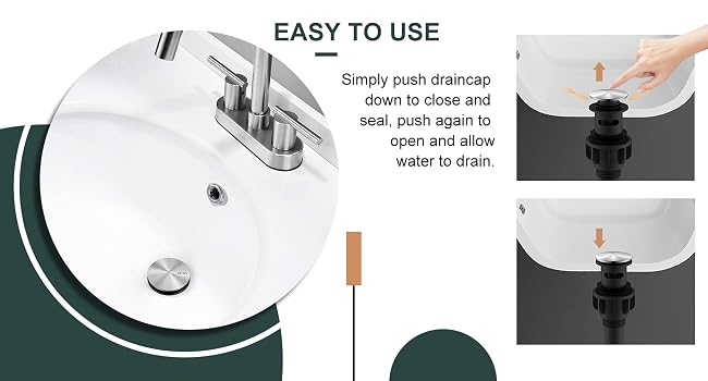 KENES Brushed Nickel Bathroom Sink Drain Stopper Pop up Sink Drain with Overflow