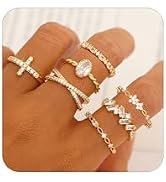 TOSGMY Gold Silver Rings For Women Non Tarnish Gold Plated Stackable Rings Wedding Engagement Ban...
