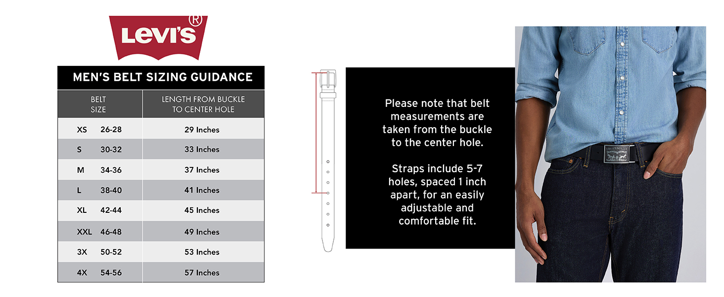 levis mens belt size chart