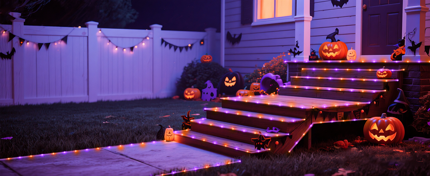 rope lights for outside rube lights Halloween purple orange lights outdoor string lights indoor