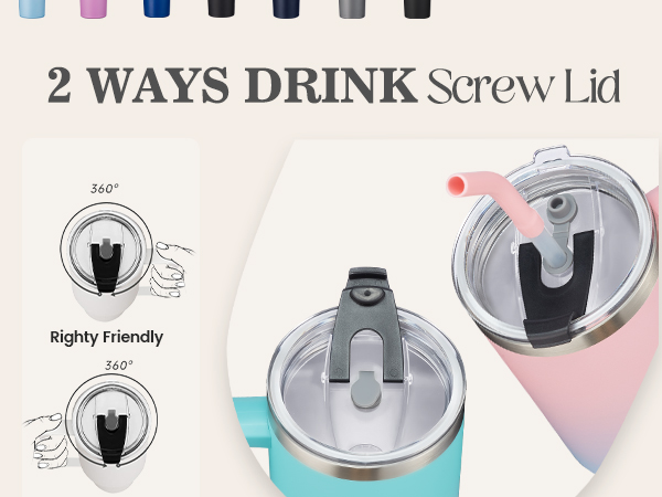 40 oz tumbler handle straw leak-proof vacuum insulated travel mug cup