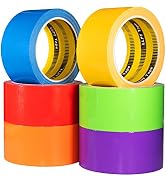 LLPT Rainbow Colored Duct Tape 2 Inch x 45 Ft Per Roll 6 Premium Packs Assorted Colorful Bulk Tap...