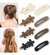 CAVETEE 8 PCS Flat Hair Clips Medium Hair Barrettes Claw Clip Hair Accessories for Women Acrylic ...
