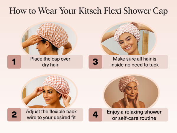 Large Wide Shower Cap for Women & Men Adjustable, Stylish Hair Cap for Shower