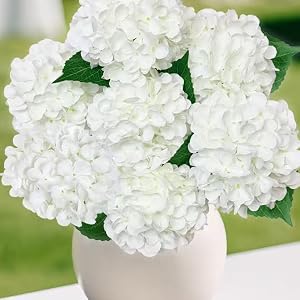 white fake artificial hydrangeas