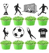 Hooqict 40Pcs Soccer Ball Cupcake Toppers Soccer Birthday Cake Topper Decorations Cupcake Picks f...