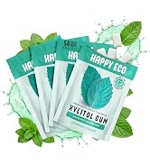 HAPPY ECO Xylitol Gum 4 Pack (56 Pieces) - Sugar Free, Plastic Free, Natural Chewing Gum & Vitami...