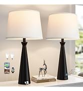 Modern Touch Lamps for Nightstand, 3 Way Dimmable Bedroom Lamp Set of 2 | USB C+A Charging Ports,...