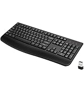 QUASIO Wireless Keyboard, 2.4G Full-Sized Ergonomic Wireless Computer Keyboard with Wrist Rest fo...