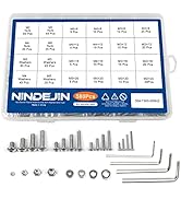 NINDEJIN Black & Silver Hex Socket Head Screws Bolts Nuts and Flat Washer Assortment Kit(Hex Sock...