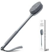 CORATED Silicone Back Scrubber for Shower, Exfoliating Body Scrubber with Long Handle, 2-in-1 Bod...