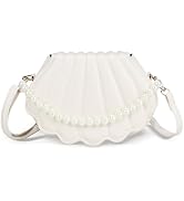 Energather Small Crossbody Bag, PU Leather Pearl Clutch Purses for Women, Cute Seashell Handbag C...
