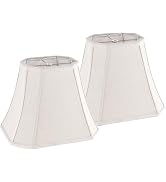 GO&SO Square Lamp Shades Cut Corner, 8x14x11 Inch Medium Table Lamp Shades Beige, Natural Linen H...