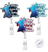 HASFINE Help is on The Way Dear Badge Reels Retractable with Alligator Clip, Funny Glittery Acryl...