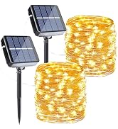 Joomer Solar Fairy Lights, 2-Pack Total 80FT 240LED Solar String Lights Outdoor Waterproof 8 Ligh...