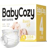 Hypoallergenic Baby Diapers Size 4(22~37lb),104 Count Babycozy Dry Disposable Diapers, 10s Strong...