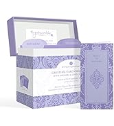 Designer Greetings Greeting Card Organizer Box with Dividers and Calendar, Decorative Lavender Da...