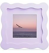THKRLOF 4x4 Picture Frame with Mat for 3x3, Wavy Edge Wooden Real Glass Photo Frame for Tabletop ...