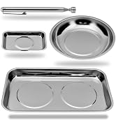 HORUDSY 4PC Magnetic Tray Set with Magnet Stick – Extra Strong Magnets, Stainless Steel Trays, an...