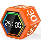 Rotating Pomodoro Timer Cube 3/5/10/25/30/50 min with Colorful Visual Bar | Desk Productivity Fli...
