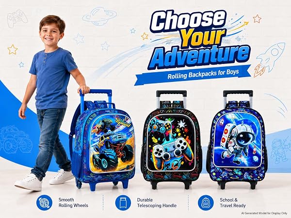 boys rolling backpack