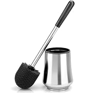 Toilet Brush, Toilet Brush and Holder Premium Stainless Steel Toilet Bowl Brush with Durable Bris...
