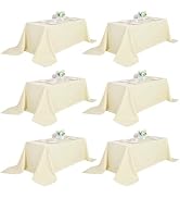 ZarzaaSik 6-Pack 90x132 inch Beige Table Cloths, Solid Stain and Wrinkle Resistant Oblong Tablecl...