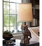 G-SAFAVA 14.25" Small Table Lamp for Living Room Farmhouse Bedside Resin Single Lamp with Brown O...