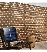 echosari Solar Powered Net Lights, 200 LED 9.8Ft x 6.6Ft Christmas Bush net Lights Dark Green Wir...