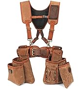 Tourbon Detachable Heavy Duty Carpentry Tool Belt with Suspenders Canvas Padded Framing Rig for C...