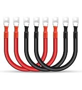 Linkstyle 4PCS 1/0 AWG 12inch Battery Cables, 0 Gauge 30CM Battery Power Inverter Cables Set, wit...
