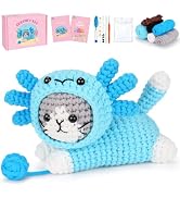 Crochet Kit for Beginners, Cat Dress in Axolotl Crochet Kit, Complete Crochet Animal Kit with Ste...