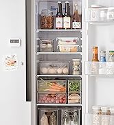 MineSign 7 pack Stackable Refrigerator Organizer Bins Pull-Out Drawers for Fruit and Veggies Stor...