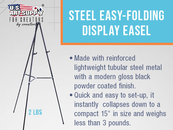 63 inch portable metal folding display easel stand for art, posters, canvas, and signs