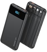 Nusyddy Portable Charger 10000mAh PD20W w/4 Built-in Cables/6 Outputs Black | PD20W Fast Charging...