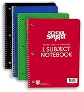 School Smart Spiral Wide Ruled Notebook, 8 x 10-1/2 Inches