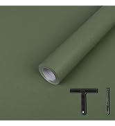 LXCREAT Green Matte Peel and Stick Wallpaper, Green Solid Color Removable Self Adhesive Wall Pape...