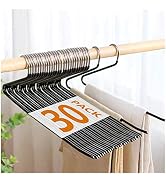 ELONG HOME Slack Pants Hangers, 30 Pack Open Ended Design Durable Anti-Rust Chrome Metal Hangers,...
