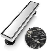 WEBANG 12 Inch Shower Linear Brushed Drain Rectangular Floor Drain with Accessories Reversible 2-...
