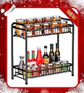 AURIKAR Spice Rack for Countertop, 2-Tier Standing Sturdy Metal Seasoning Organizer Holder, Space...